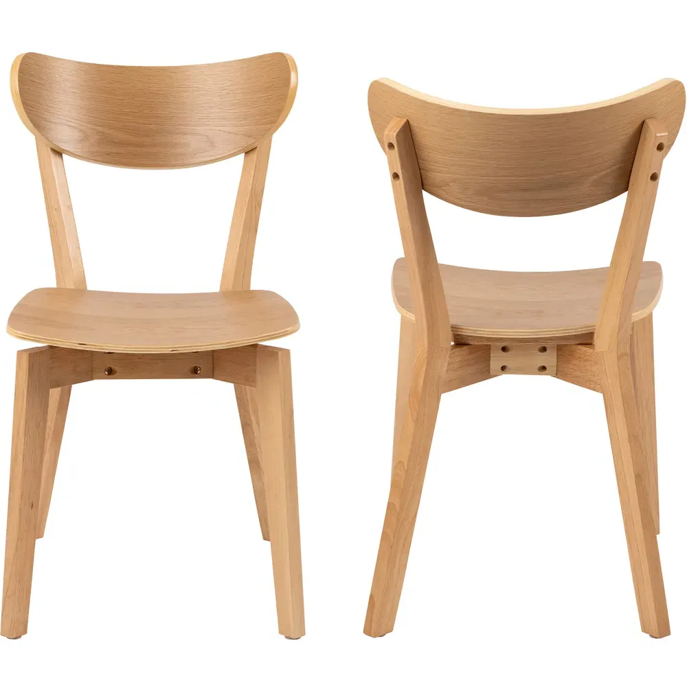 Florence Roxby Set of 2 Dining Chairs - Brown, Oak