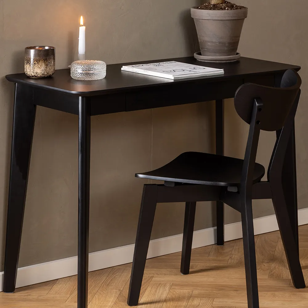 Florence Roxby Single Drawer Office Desk - Black, Oak