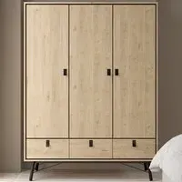 Florence Ry 3 Door 3 Drawer Wardrobe - Brown, Oak