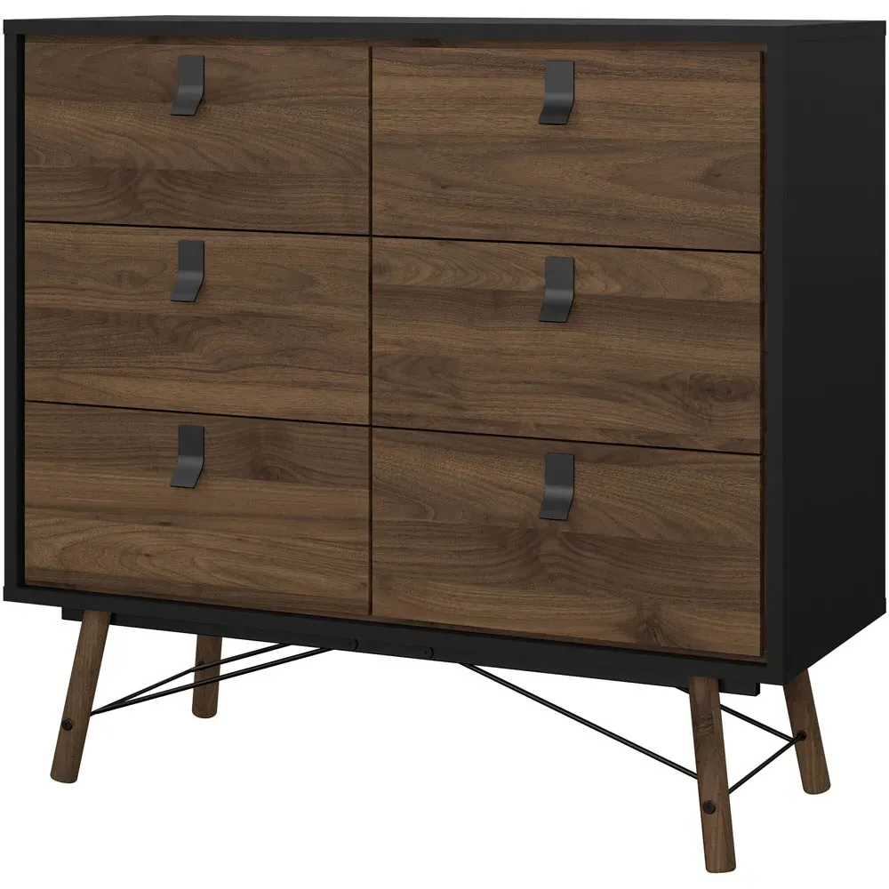 Florence Ry 6 Drawer Chest of Drawers - Black, Walnut