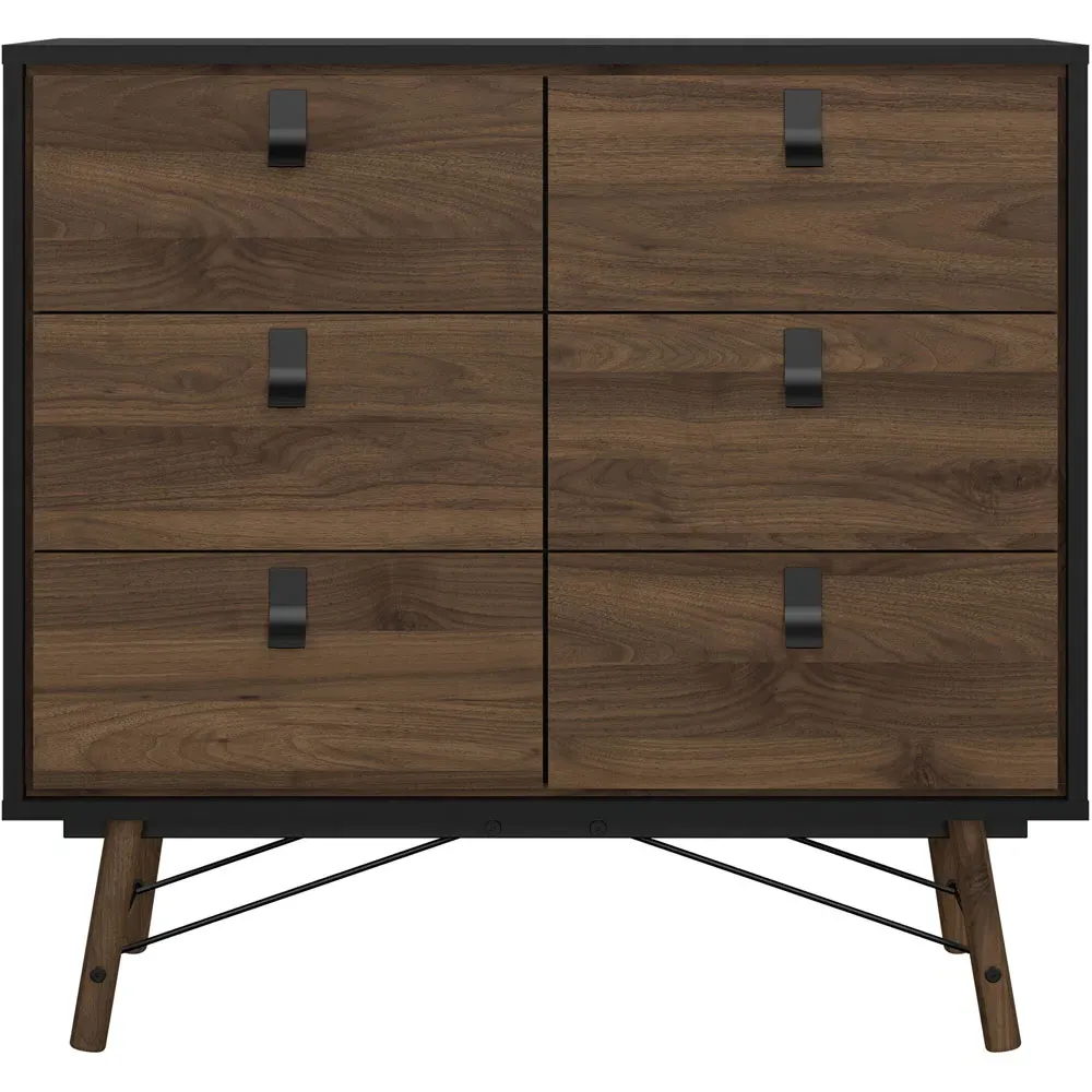Florence Ry 6 Drawer Chest of Drawers - Black, Walnut