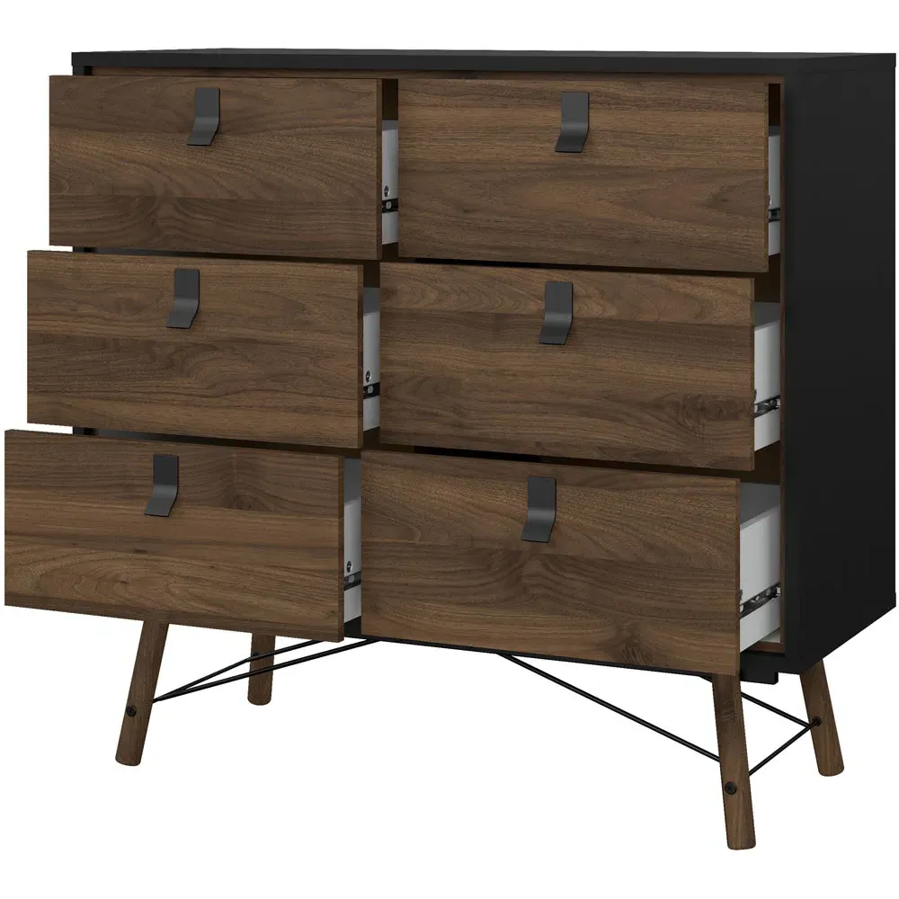 Florence Ry 6 Drawer Chest of Drawers - Black, Walnut