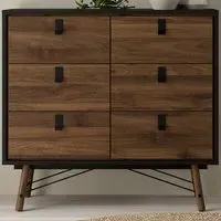 Florence Ry 6 Drawer Chest of Drawers - Black, Walnut
