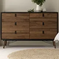 Florence Ry 6 Drawer Chest of Drawers - Brown, Walnut