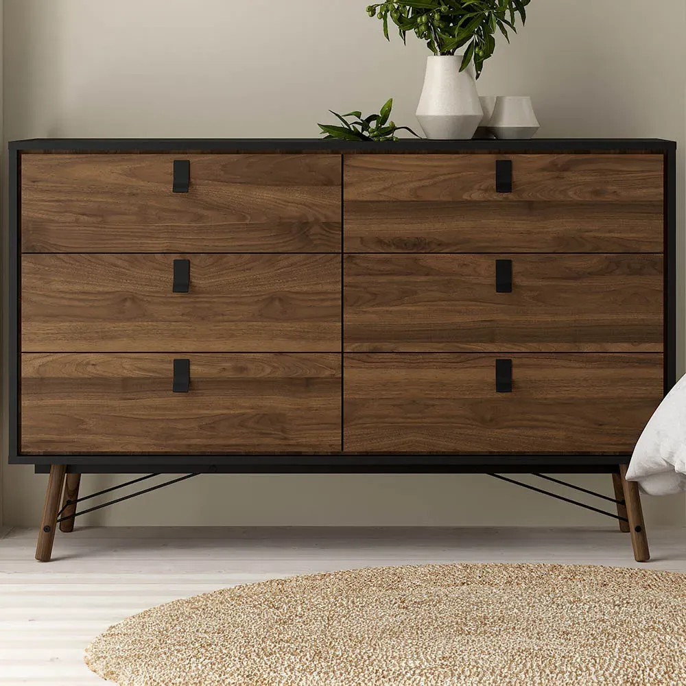 Florence Ry 6 Drawer Chest of Drawers - Brown, Walnut