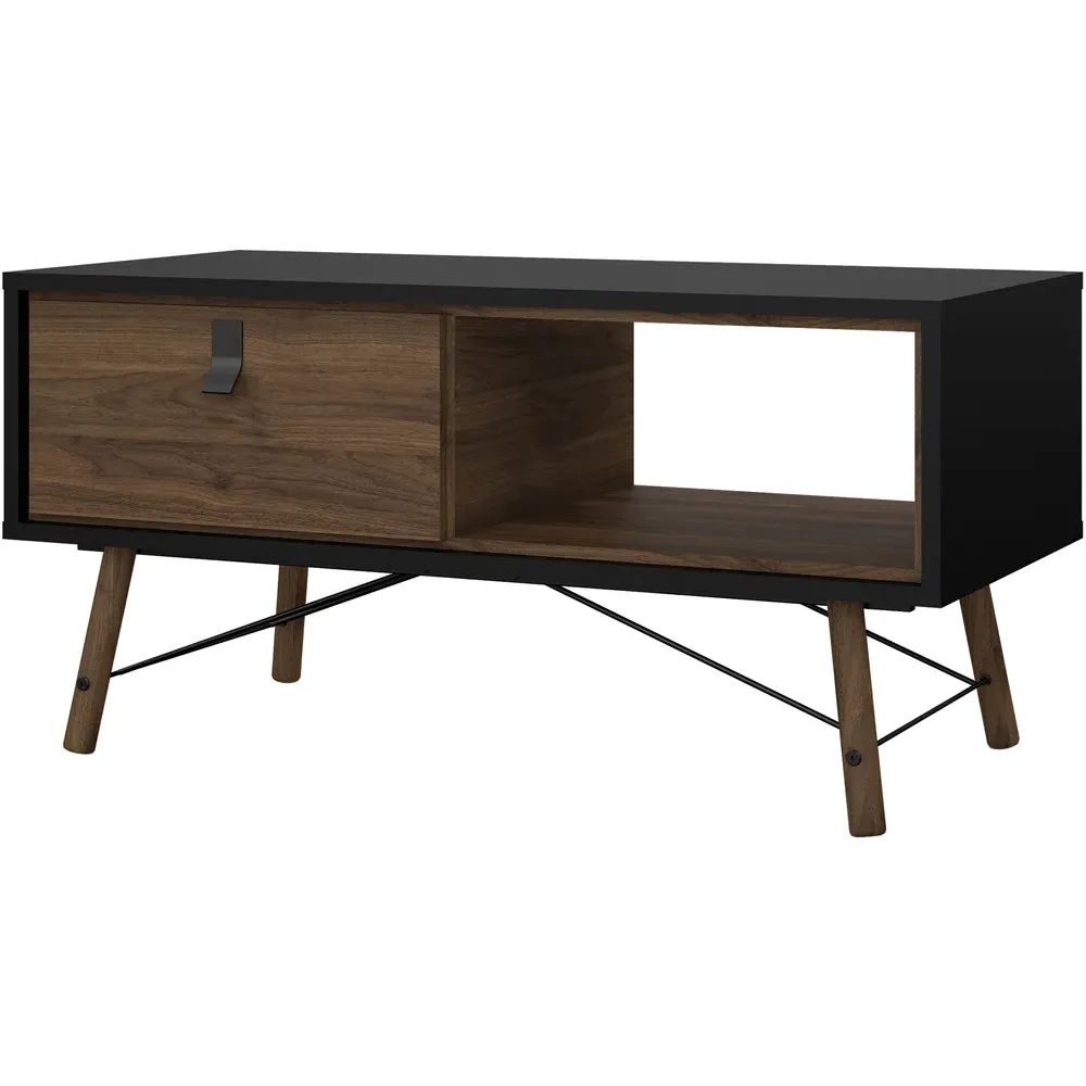 Florence Ry Coffee Table with Drawer - Black, Walnut
