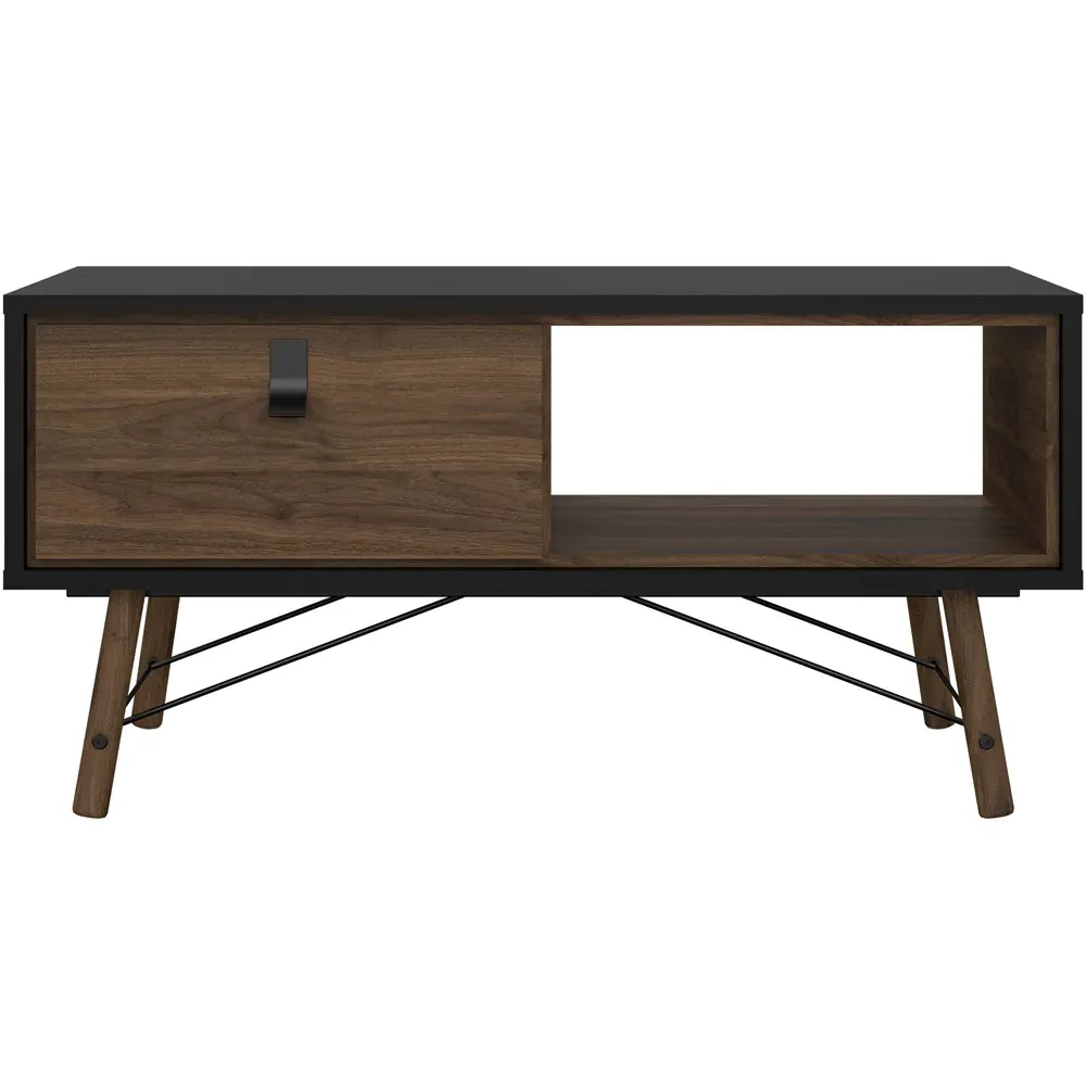Florence Ry Coffee Table with Drawer - Black, Walnut