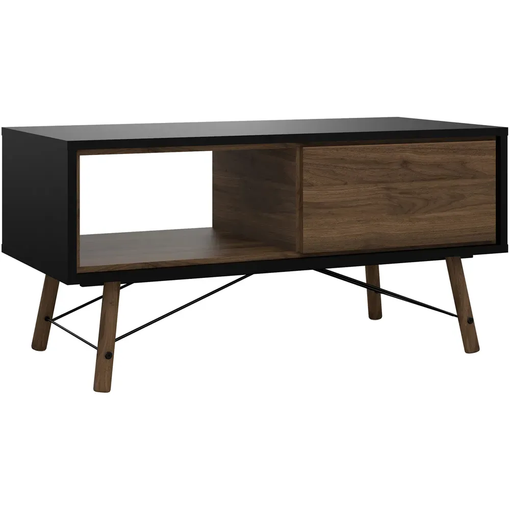 Florence Ry Coffee Table with Drawer - Black, Walnut
