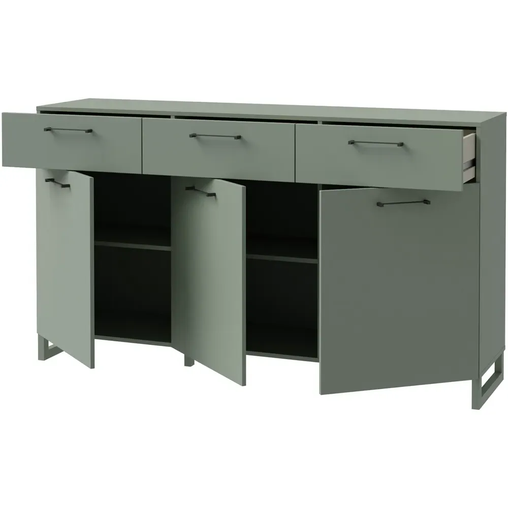 Florence Sali 3 Door Sideboard with Drawers - Sage Green
