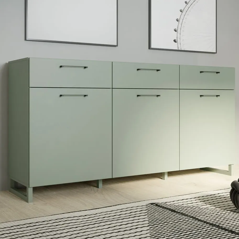 Florence Sali 3 Door Sideboard with Drawers - Sage Green