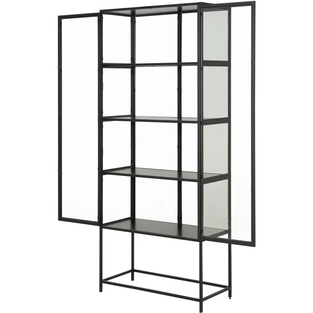 Florence Seaford 2 Door Display Cabinet - Black, Steel