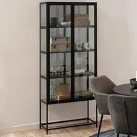 Florence Seaford 2 Door Display Cabinet - Black, Steel