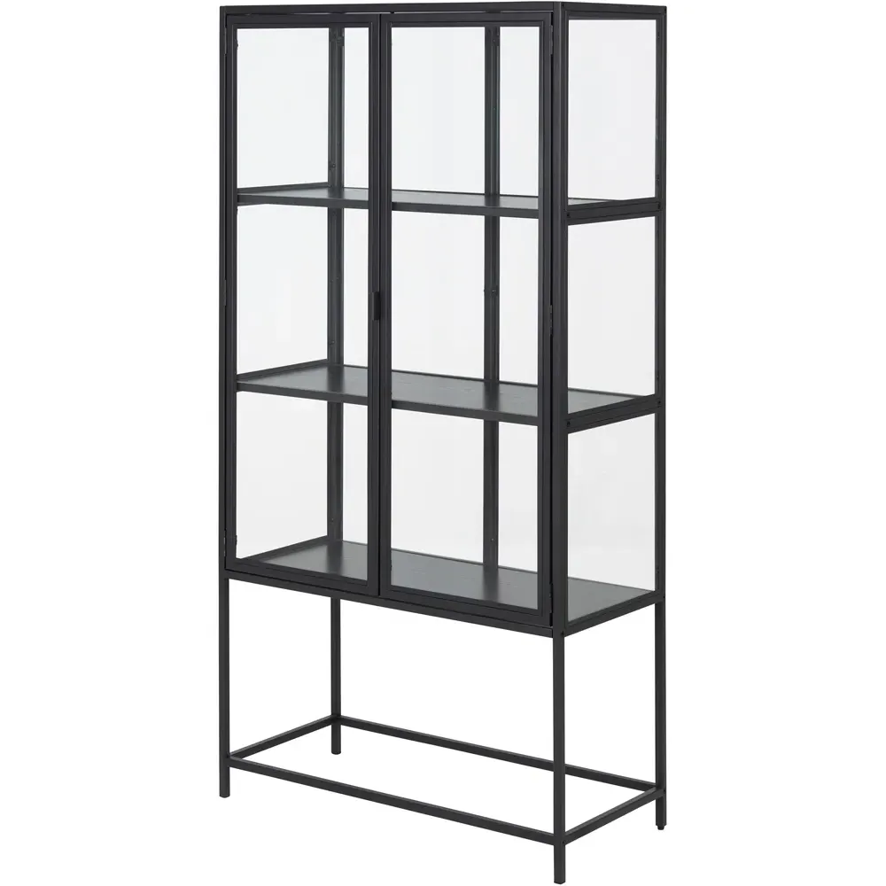Florence Seaford 2 Door Glass Display Cabinet - Black