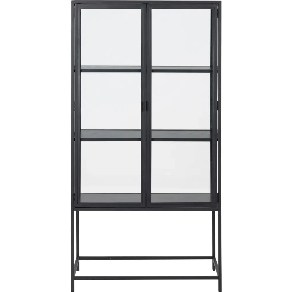 Florence Seaford 2 Door Glass Display Cabinet - Black