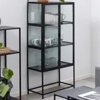 Florence Seaford 2 Door Glass Display Cabinet - Black