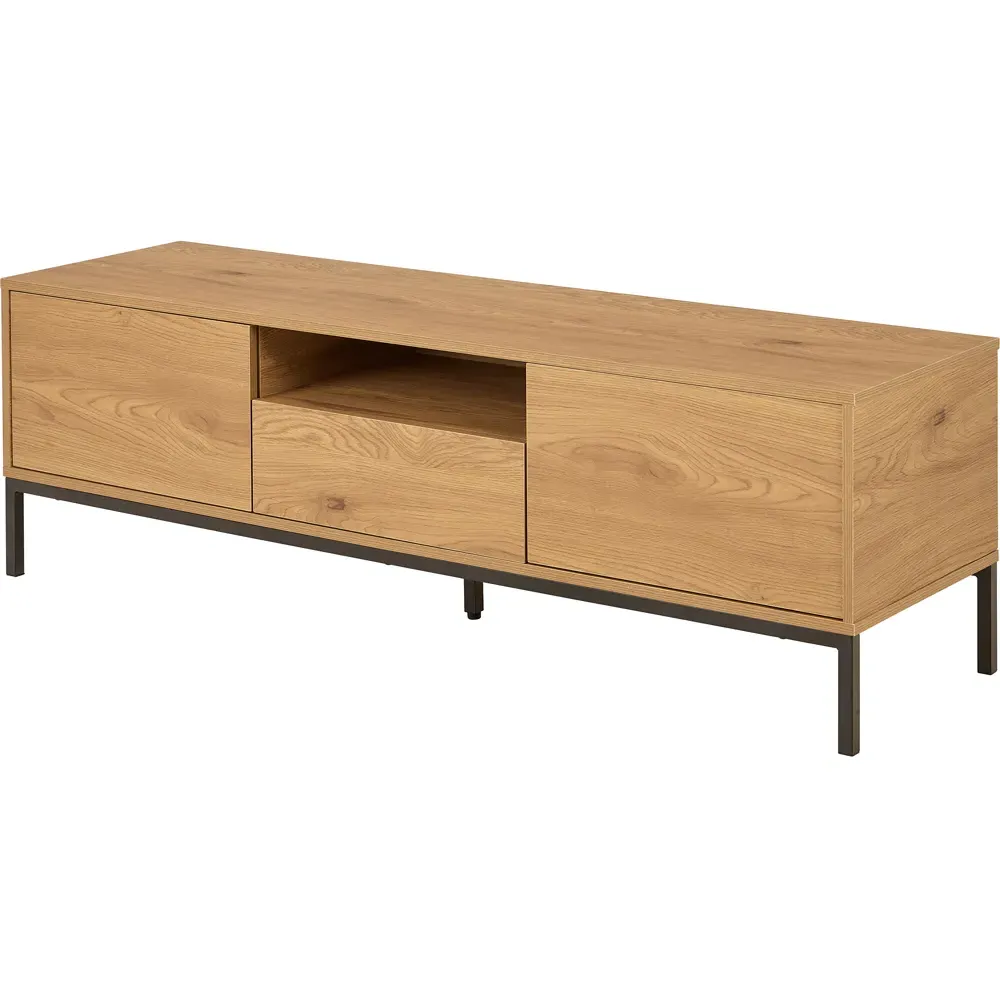 Florence Seaford 2 Door TV Unit with Drawer - Brown, Oak