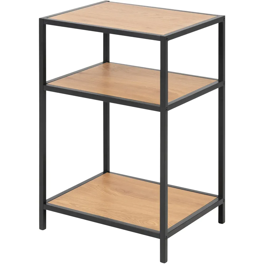 Florence Seaford 2 Shelf Bedside Table - Black, Oak