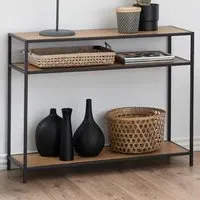 Florence Seaford 2 Shelf Console Table - Black, Oak