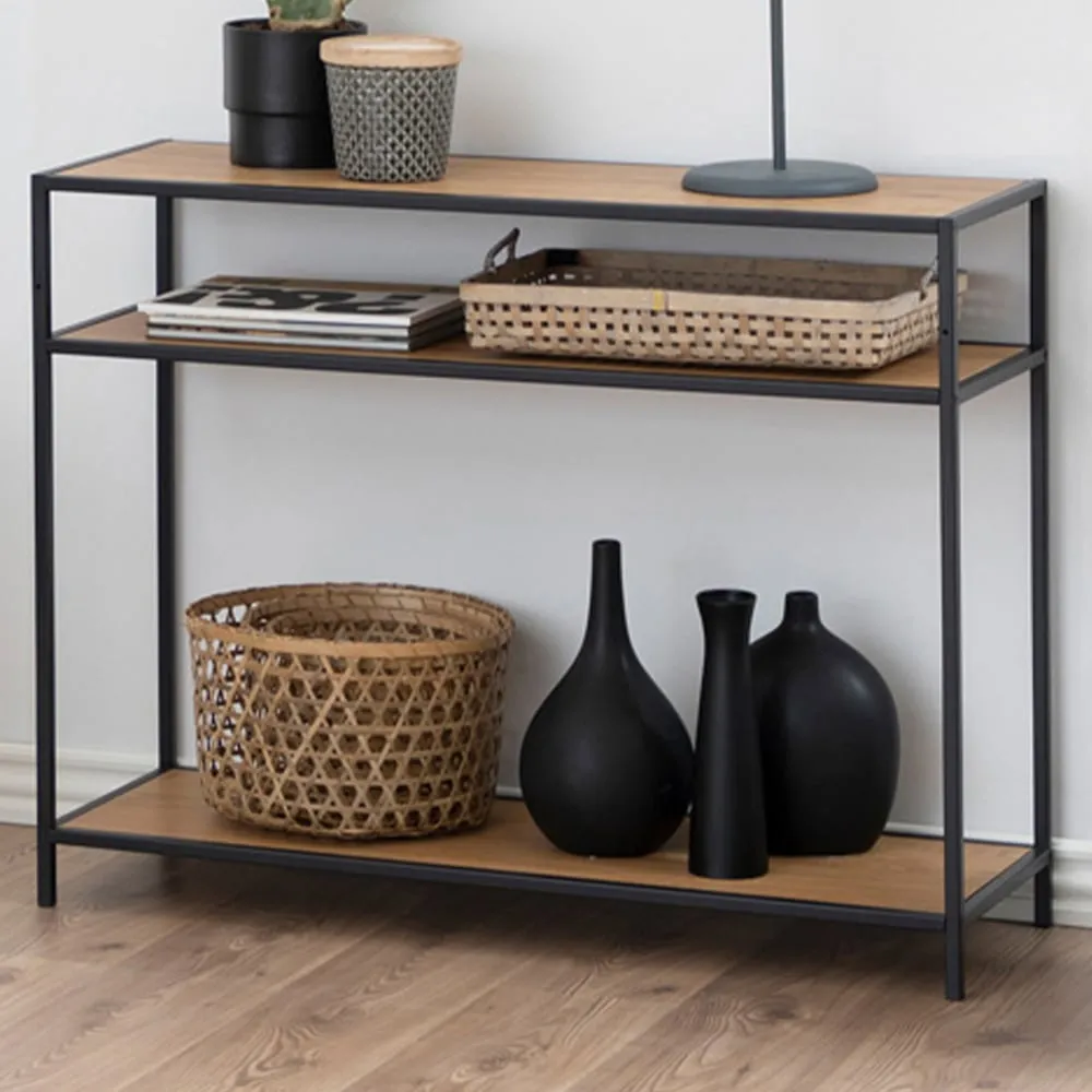 Florence Seaford 2 Shelf Console Table - Black, Oak
