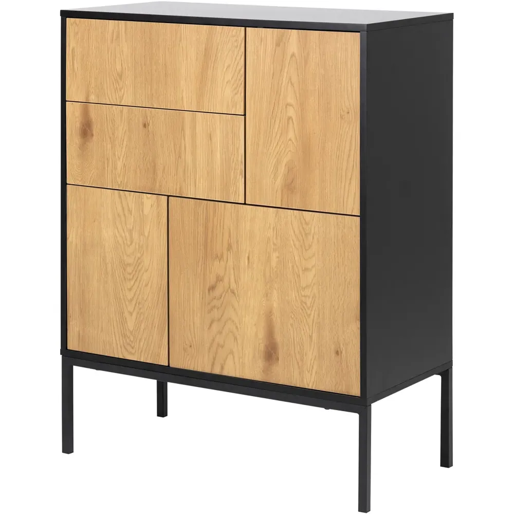 Florence Seaford 3 Door Sideboard - Black, Oak