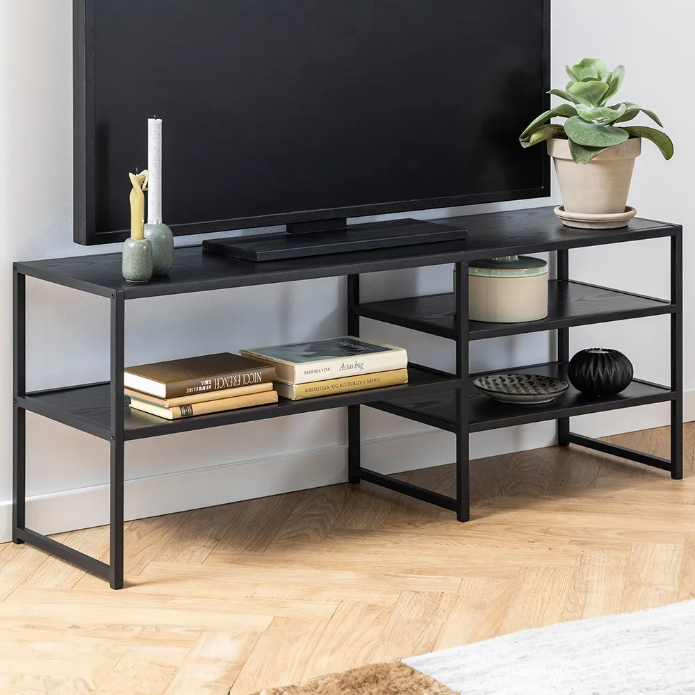 Florence Seaford 3 Shelf TV Unit - Black, Metal image