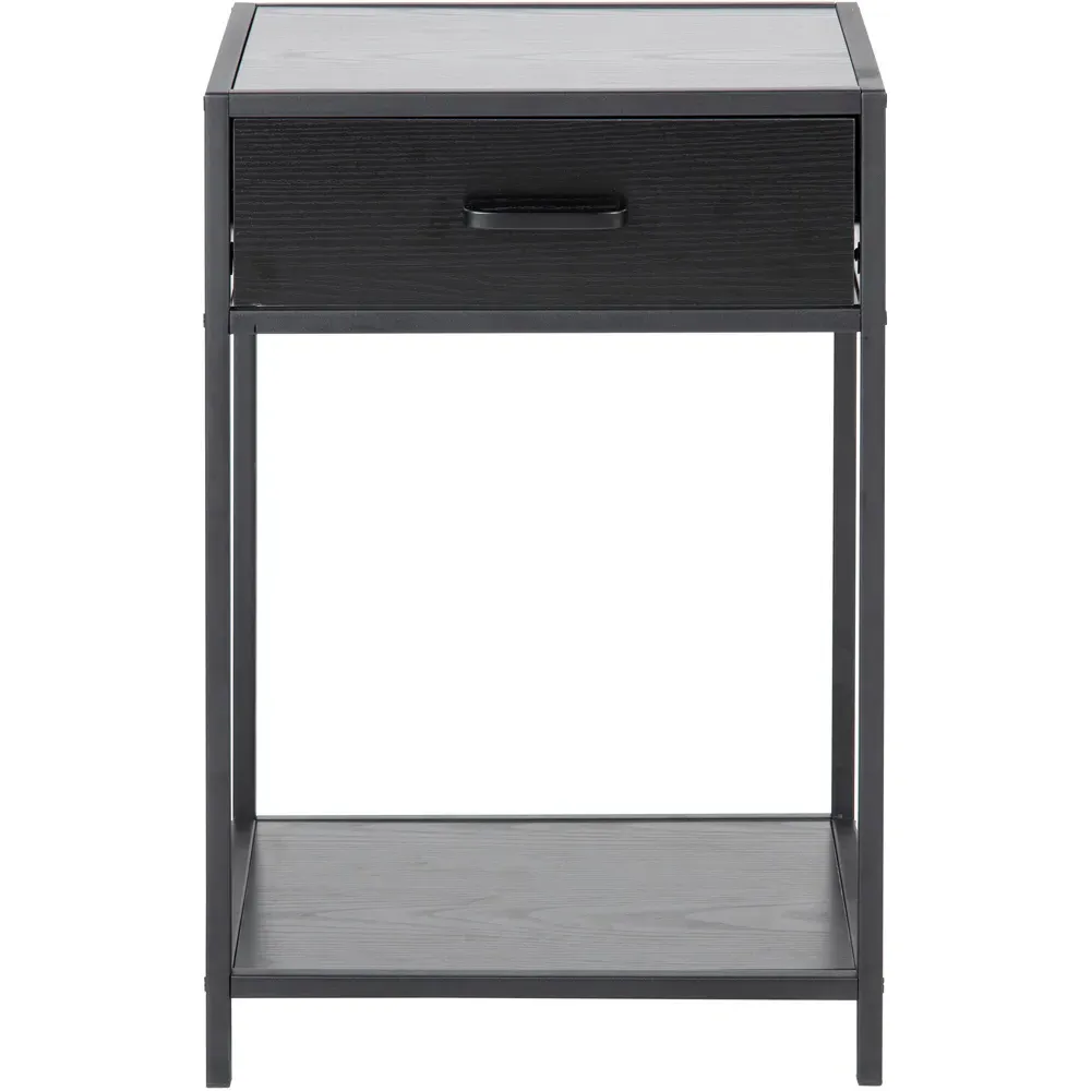 Florence Seaford Bedside Table with Drawer - Black