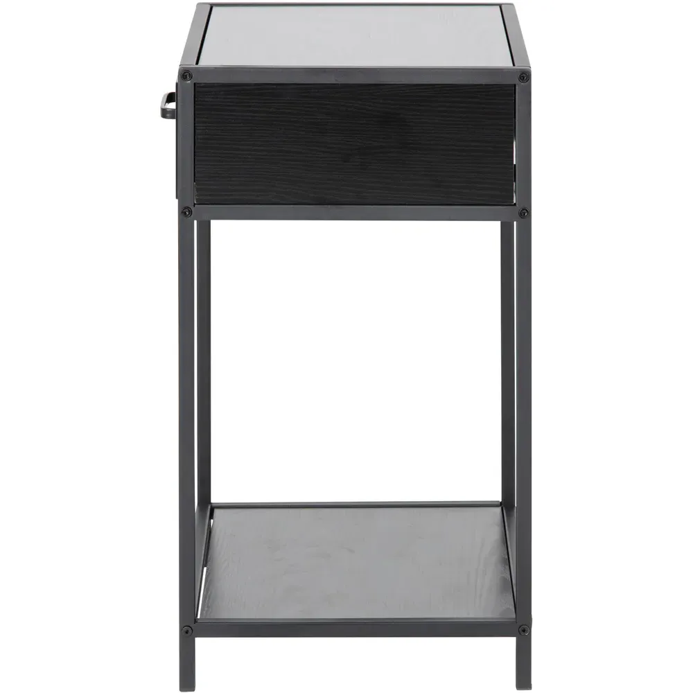 Florence Seaford Bedside Table with Drawer - Black