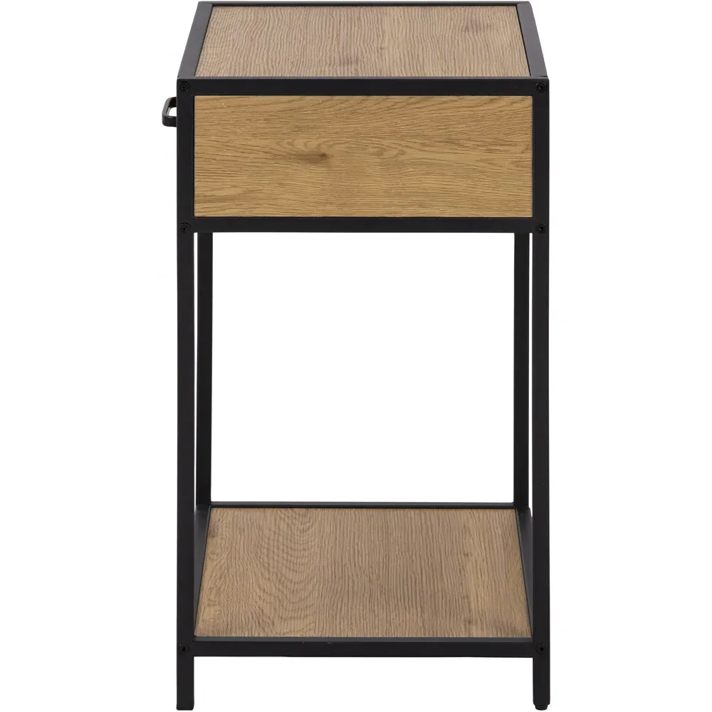 Florence Seaford Bedside Table with Drawer - Black, Oak