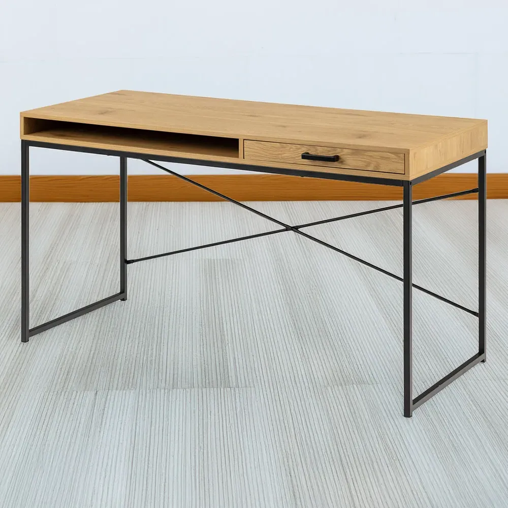 Florence Seaford Office Desk with Drawer - Black, Oak