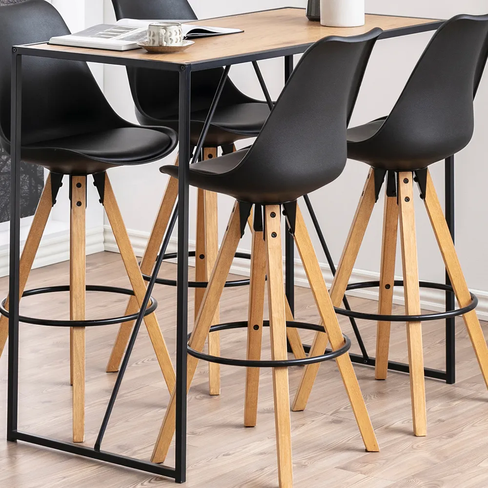 Florence Seaford Rectangular Bar Table - Black, Oak image