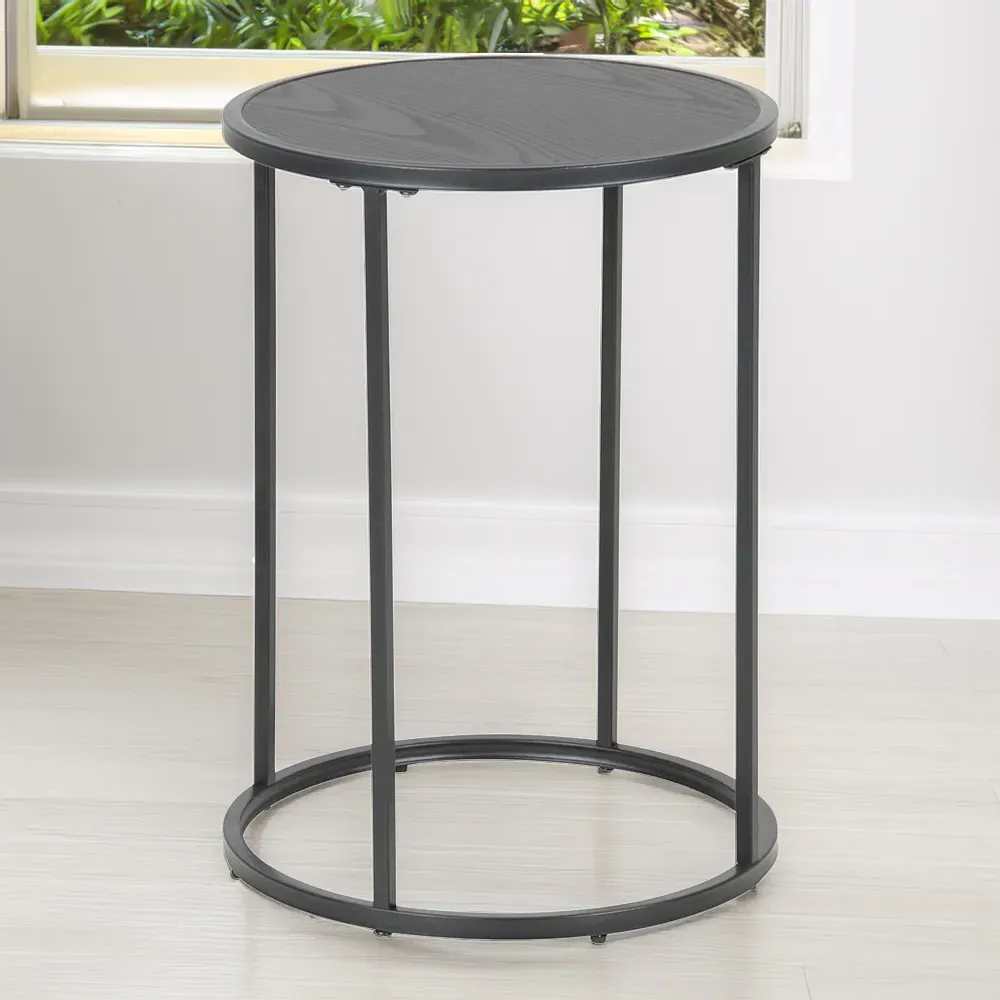 Florence Seaford Round Side Table - Black, Ash image