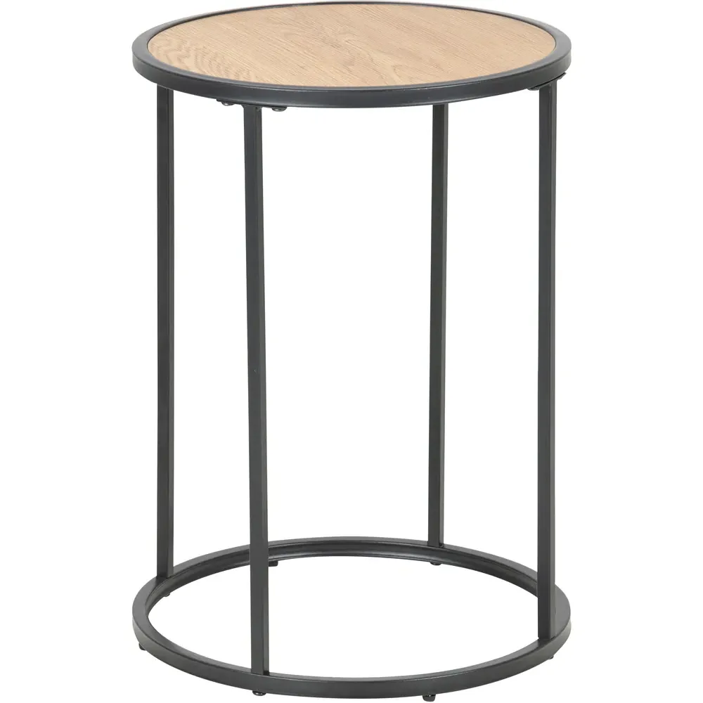 Florence Seaford Round Side Table - Black, Oak