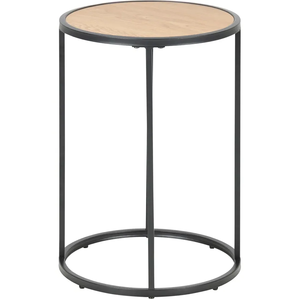 Florence Seaford Round Side Table - Black, Oak