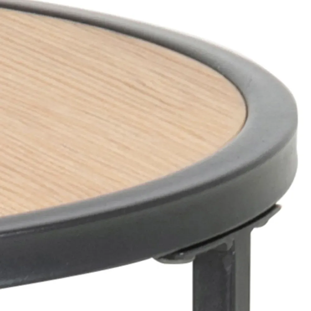 Florence Seaford Round Side Table - Black, Oak