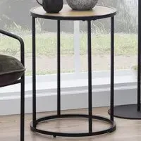 Florence Seaford Round Side Table - Black, Oak