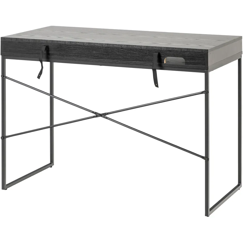 Florence Seaford Single Drawer Office Desk - Black, Ash
