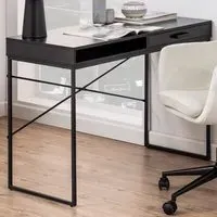 Florence Seaford Single Drawer Office Desk - Black, Ash
