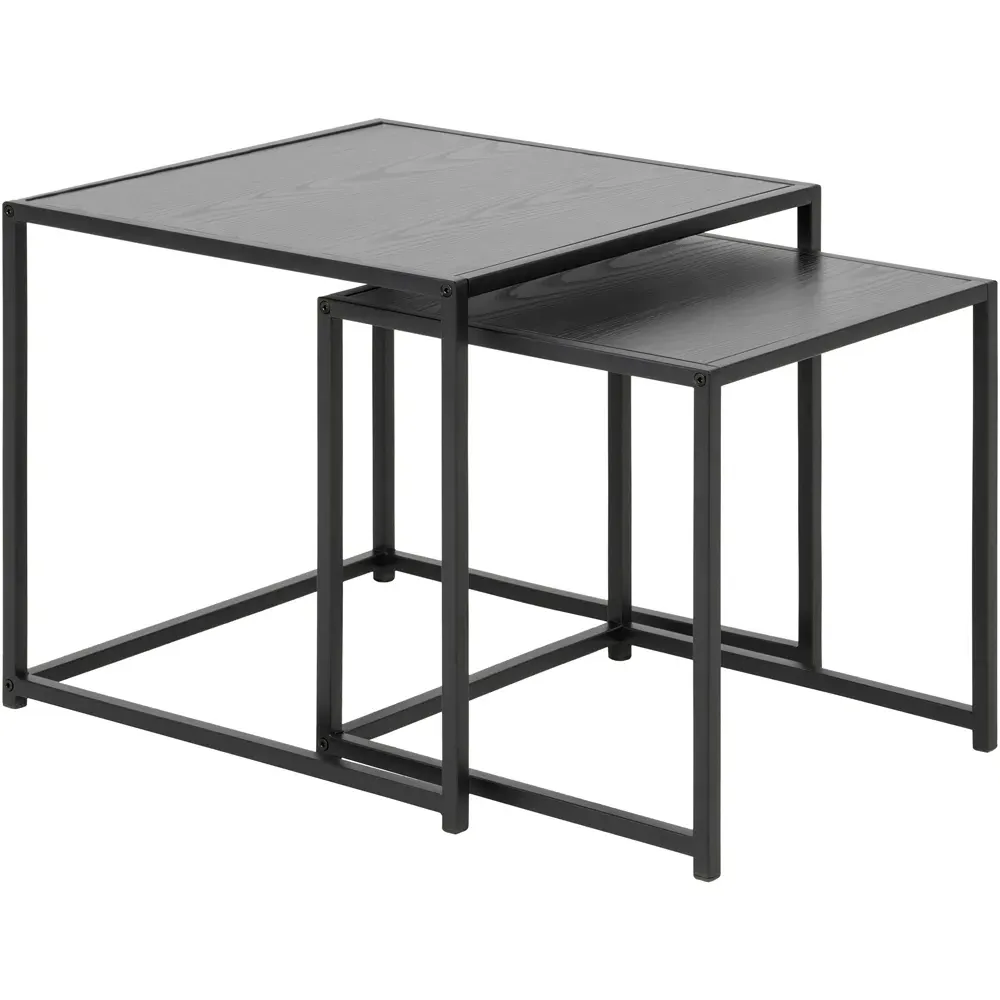 Florence Seaford Square Nest of Tables Set of 2 - Black, Ash