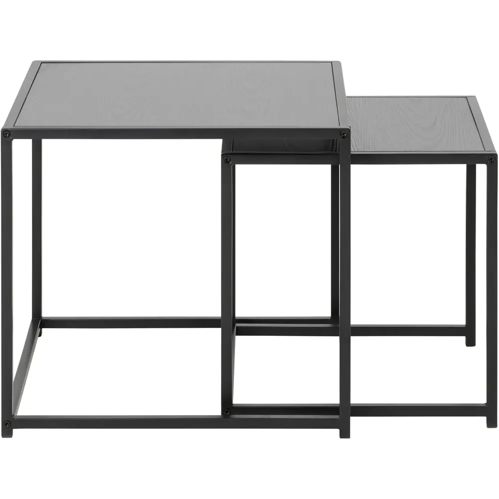 Florence Seaford Square Nest of Tables Set of 2 - Black, Ash