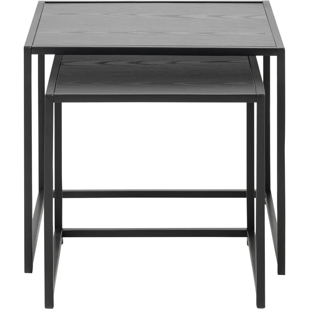 Florence Seaford Square Nest of Tables Set of 2 - Black, Ash