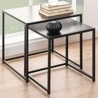 Florence Seaford Square Nest of Tables Set of 2 - Black, Ash