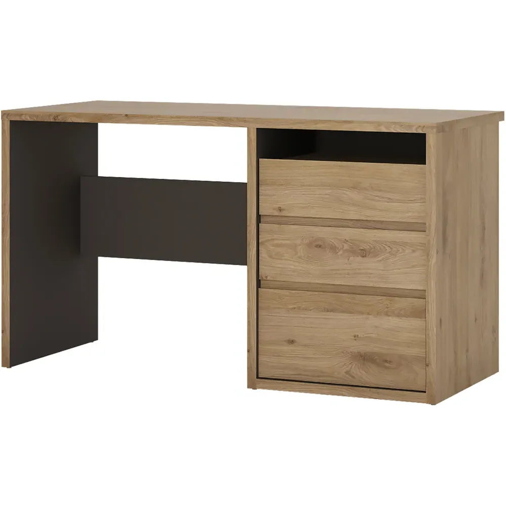 Florence Shetland 3 Drawer Computer Desk - Brown