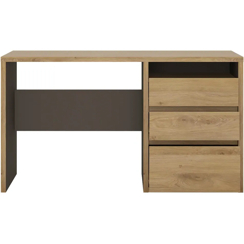 Florence Shetland 3 Drawer Computer Desk - Brown