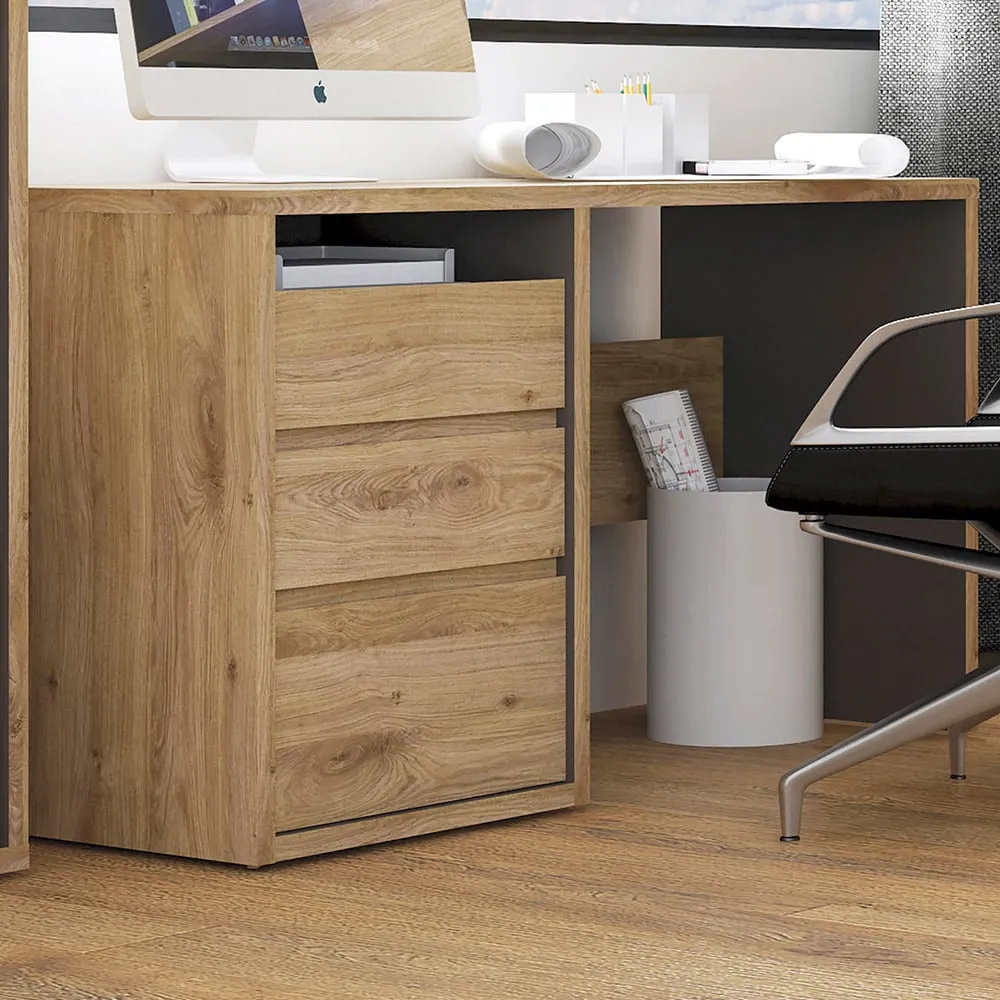 Florence Shetland 3 Drawer Computer Desk - Brown image