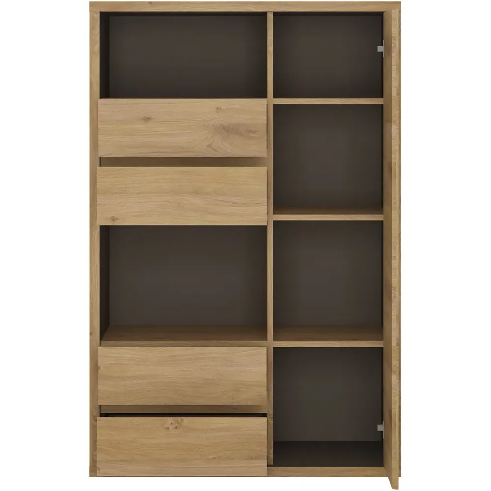 Florence Shetland Single Door 4 Drawer Display Cabinet - Brown