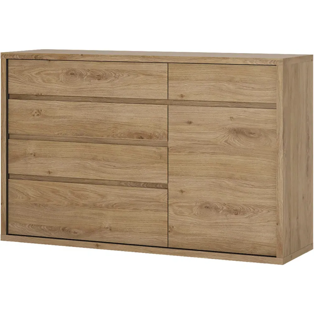 Florence Shetland Single Door 5 Drawer Cupboard - Brown