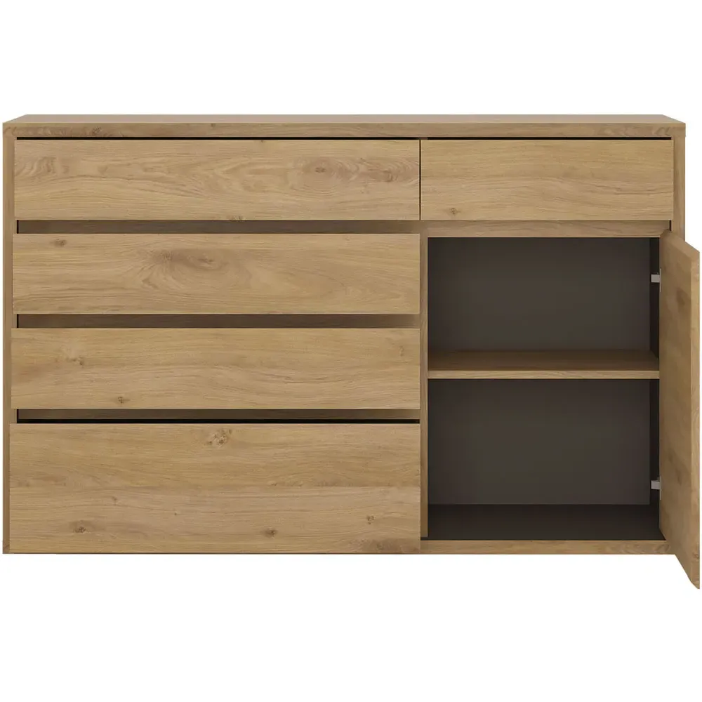 Florence Shetland Single Door 5 Drawer Cupboard - Brown