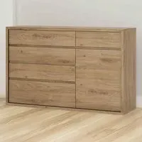 Florence Shetland Single Door 5 Drawer Cupboard - Brown