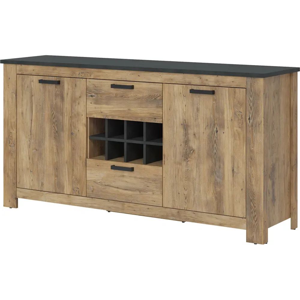 Florence Sideboard with Wine Rack - Chestnut, Matera Grey
