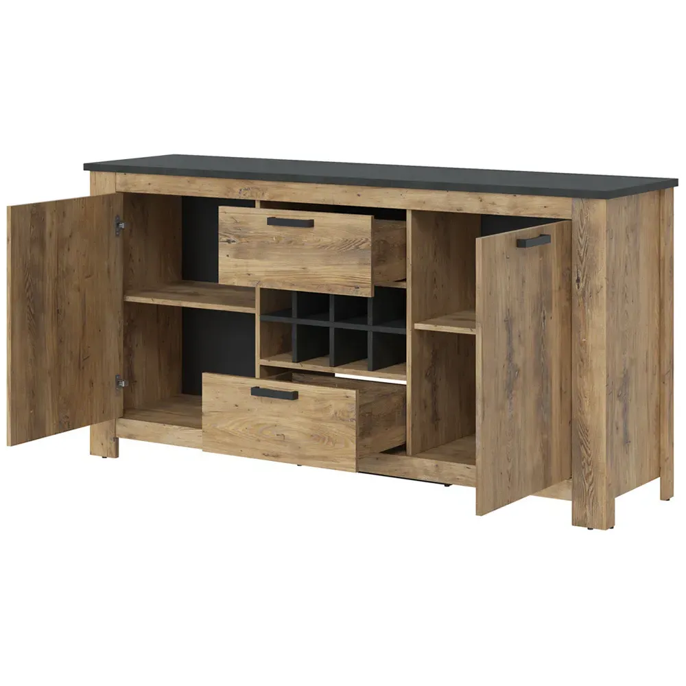 Florence Sideboard with Wine Rack - Chestnut, Matera Grey